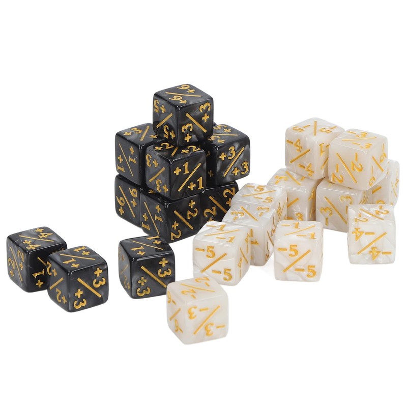 24 Dice Counters Acrylic Marble Creature Stats Clear Numbers Compatible