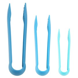 Pack of 3 Plastic Bread Tongs, Toast Barbecue Tongs, Mini Serving Tongs, Ergonomic Design, Toast Tongs, Non-Stick Design, Food Clamps for Home (Blue)