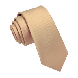 JEMYGINS Men's Necktie, Extra Narrow Tie, Skinny Tie, 2.4 inches (6 cm) Wide, Thin, Youth Necktie, Washable, champagne gold