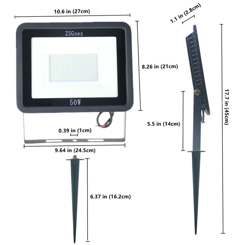 ZSGoes 2 Pack Cool White 50W LED Flood Light Outdoor