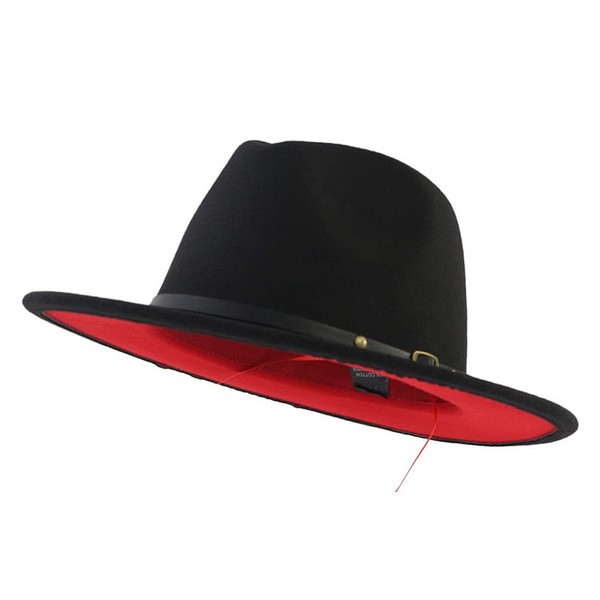QUUPY Two Tone Wide Brim Fedora Hats Felt Panama Cap