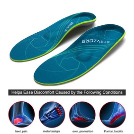 iFitna Plantar Fasciitis Arch Support Orthopedic Insoles Relieve Flat Feet Heel Pain Shock Absorption Comfortable Inserts(Size:UK-6,Length:9.87",Green)
