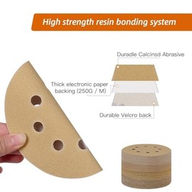 180mm Sanding Discs 180 Grit, 30Pcs Hook and Loop Sander Disc 7Inch 8 Holes Sandpaper Sheet for Drywall Sander Long Neck Sander(Yellow)