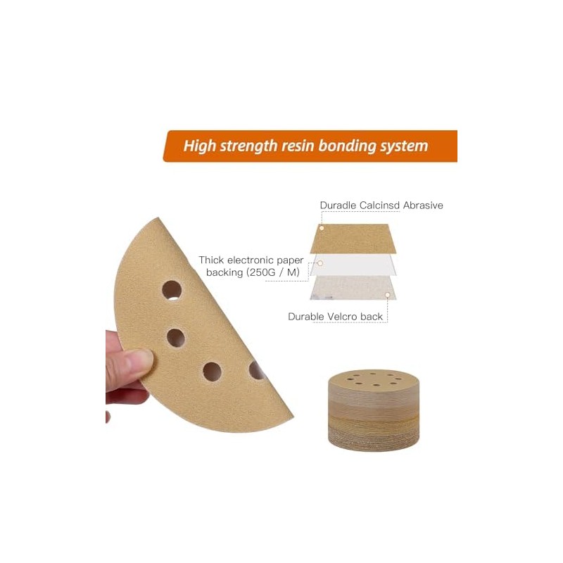 180mm Sanding Discs 180 Grit, 30Pcs Hook and Loop Sander