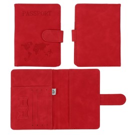 PATIKIL Leather Passport Holder, Waterproof Passport Wallet Cover Case RFID Blocking Card Slot for Travel Women Men, Red