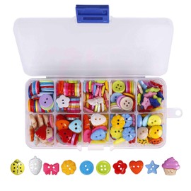 QH-Shop Buttons Resin Buttons Candy Colours Small Buttons with Plastic Box for Sewing Craft Scrapbooking and DIY Handmade Decoration 235 pcs