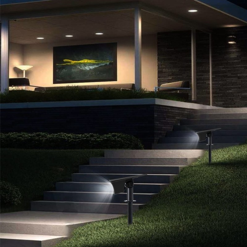 EMANER Landscape Lights Outdoor Solar Powered, 2-Pack 80W Equivalent, Dusk