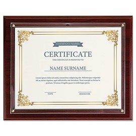 Fine Stationery Dark Cherry Award Plaque - Slide-In 8.5x11 Certificate or Diploma, Wall Frame