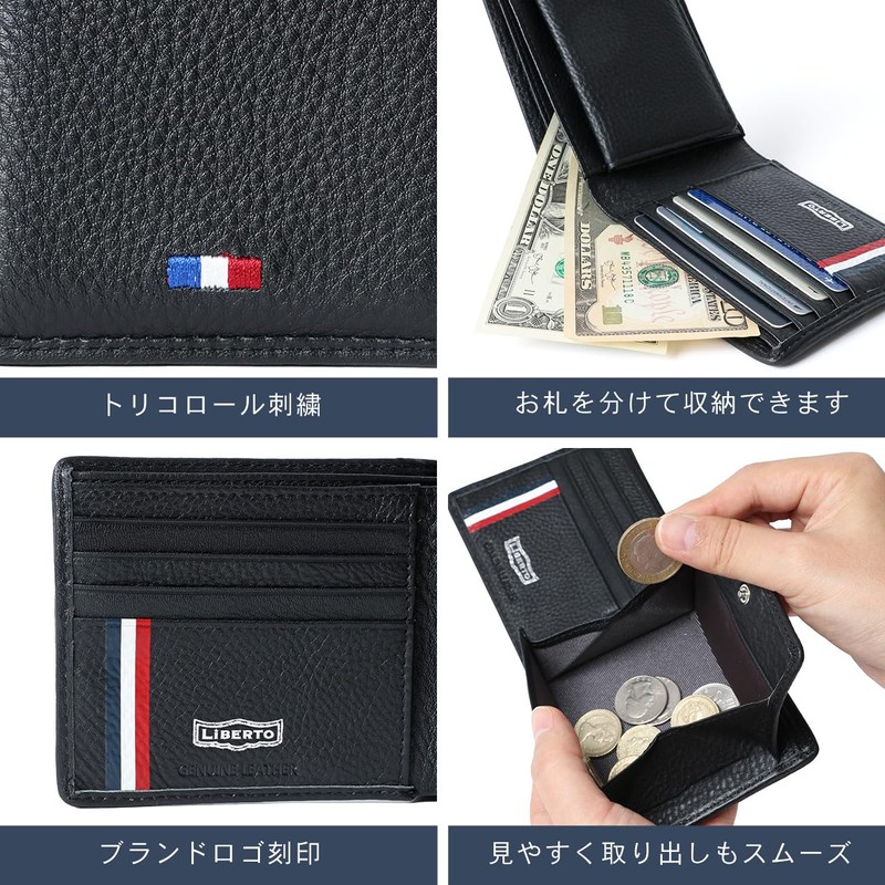 Liberto Edwin Men's Genuine Cowhide Leather Bifold Wallet Simple Business