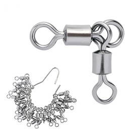 OCEAN CAT 10/30/50 Pcs American Snap Swivel 2 Connected Connector High Strength 100% Stainless Steel Solid Welded Rings Barrel Swivels Saltwater Fishing