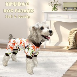 XPUDAC 4 Pack Dog Pajamas Soft Strechy Summer Dog Clothes for Small Medium Dogs Boy Girl Cat Apparel-Small