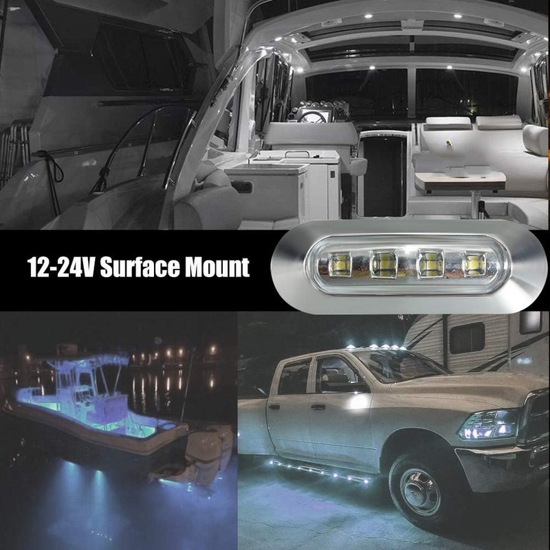 ALFU 10PCS White DC12V-24V 4 LED Side Marker Indicator Lights