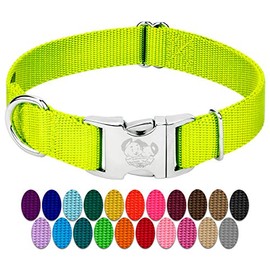 Country Brook Design - Vibrante selección de 26 colores  Collar de perro de nailon premium con hebilla de metal (pequeño, 34 pulgadas de ancho,...    