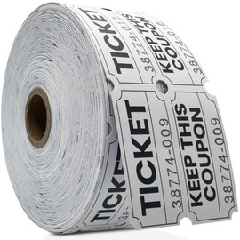 Pm Company 1000 White Raffle Tickets Double Roll, 50/50 Raffle Tickets for Events, Carnivals, Fundraisers, Classroom Rewards, and Prizes - Premium Quality