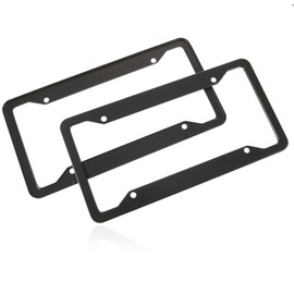 BlingtoTooth Fashion 4 Holes Black Matte Aluminum Alloy License Plate Frame Cute USA Standard Car/Truck/SUV License Plate Holder Cover(2PCS)