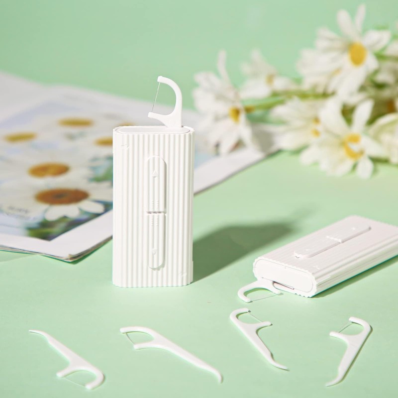 2 Pcs Travel Mini Refillable Dental Flossers Case,with 10 Count