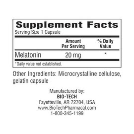 Bio-Tech Melatonina 20 mg 100 cápsulas