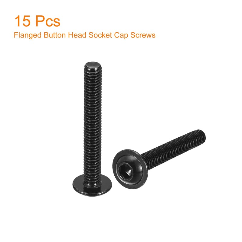 sourcing map Flanged Button Head Socket Cap Screws, 15pcs M6x50mm