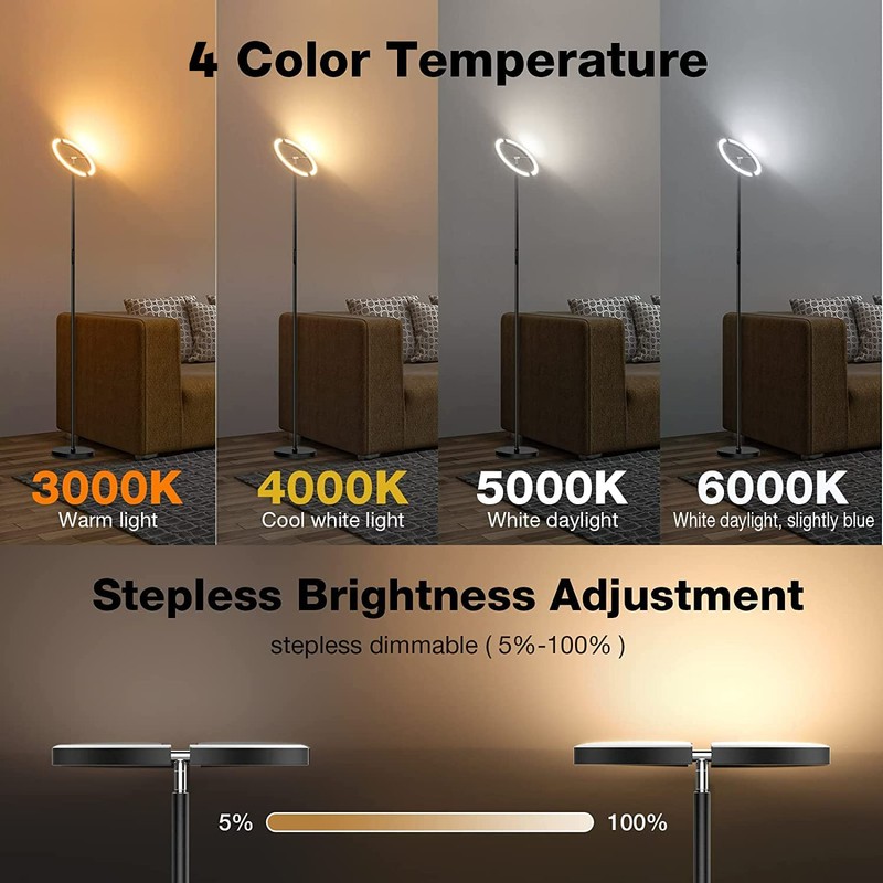 SIBRILLE LED Floor Lamp - Rotatable Standing Lamp with Touch