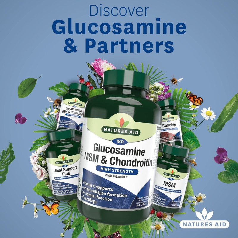 Natures Aid Glucosamine, MSM and Chondroitin with Vitamin C, 180
