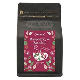 PRAANA TEA - Ceylon Black Tea with Real Rosehip and Raspberry Pieces - 100 g