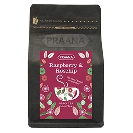 PRAANA TEA - Ceylon Black Tea with Real Rosehip and Raspberry Pieces - 100 g
