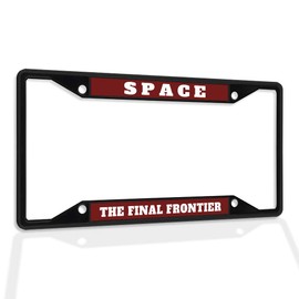 Fastasticdeals Metal Insert License Plate Frame Space The Final Frontier Weatherproof Car Accessories Black 4 Holes Solid Insert