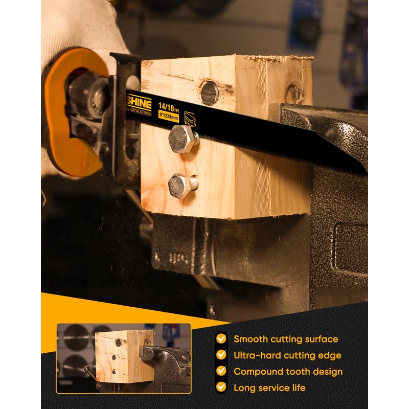 10 Pack 9 inch 14/18TPI Reciprocating Saw Blades, M42 Teeth