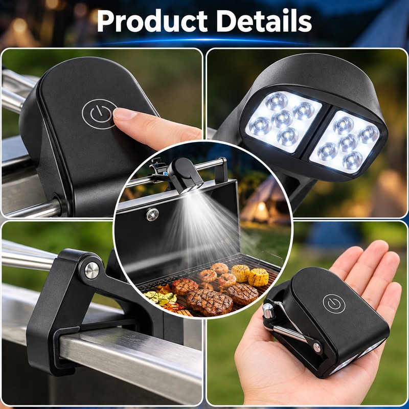 Portable LED BBQ Grill Light – Handle-Mount Clip-On Flashlight for