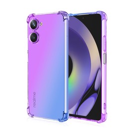 DABUNA Funda para Realme 10 Pro 5G Case Uso Rudo,Transparente Colores Degradados Protectora de Cámara Anticaída Carcasa Bumper(Púrpura Azul)