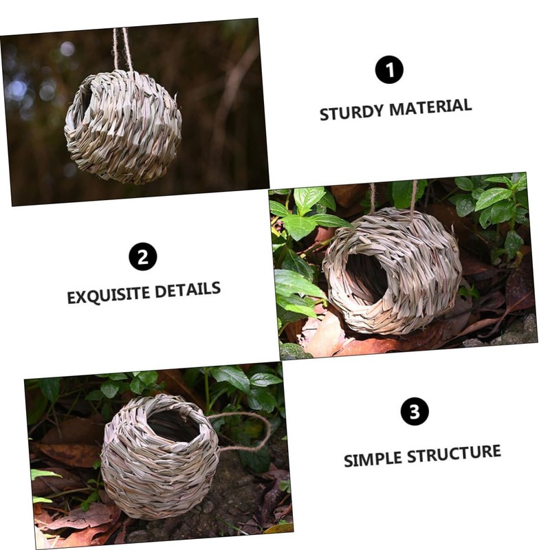 KONTONTY Weather Resistant Hummingbird Bird House Nest Natural Grass Bird