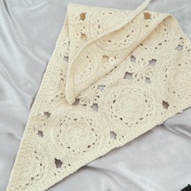 Borhmty Crochet Bandanas Scarves for Women Girls Cotton Crochet Bandana Headband for Women Vintage Hair Scarf Headscarf for Women Knitted Triangle Headband Head Scarf Hair Accessories for Women Girls