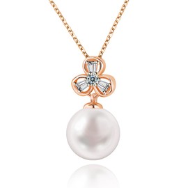 sterling silver pearl necklace for women, 925 sterling silver freshwater cultured single pearl pendant necklace, anniversary, birthday, wedding jewelry gifts for mothers, wives, daughters (S925 silver