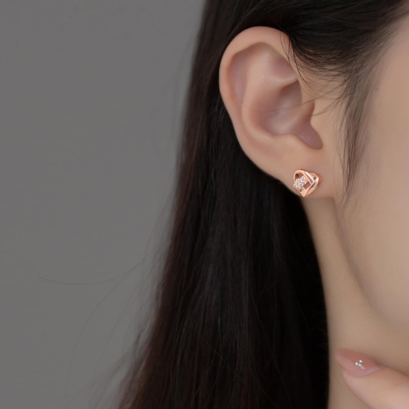 Heart Stud Earrings S925 Sterling Silver with Crystals Zircondia Love