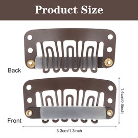 Larrel 30 Stück Haar Extensions Klips, Braun 6 Zähne Kammclips Haarverlängerung Clips U Förmige Metallclips Silikon Clip in Extensions zum Sichern von Perücken Frauen Perücken für Extensions Klammern