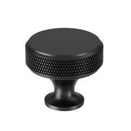Rergy 10 Pack Knurled Matte Black Cabinet Knobs Round Kitchen Hardware Single Hole