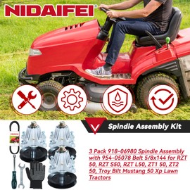 NIDAIFEI Greased 3 Pack 918-06980 Spindle Assembly Replaces Cub Cadet 918-06980, 618-06980 for Cub Cadet RZT 50, XT1 ST54, ZT1 50, ZT2 50 Craftsman G8200 G8300 ZS6700, Troy Bilt Mustang 50 XP Tractors