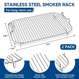 FuPatio Stainless Steel Rack Fits for Ninja Woodfire Outdoor Grill and Smoker, Grill Rack for Ninja OG701 OG751 7-in-1 Electric Master Grill Air Fryer Accessories, Dishwasher Safe, 2 Pack