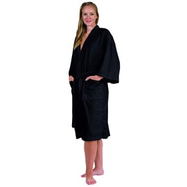 Canyon Rose Cloud 9 Women's Plush Microfiber Full Length Spa Robe, Black Sea