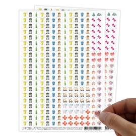 TOBJA Calendar Sticker Set - 2 Sheets with 560 Stickers Calendar, Includes Stickers for Waste Separation, Doctor Appointments, Birthdays, Christmas and More, Perfect as Stickers for Calendars and