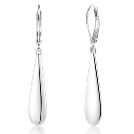 Sterling Silver Long Teardrop Dangle Earrings for Women Hypoallergenic Drop Leverback Earrings Trendy Silver Long Teardrop Dangle Earings for Women Jewelry Gifts