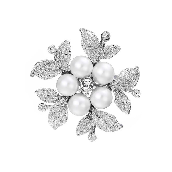Fashion Pearl Floral Brooch Pin for Women Girls Wedding Party
