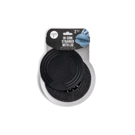 Core Home Silicone Anti Clogging Kitchen In Sink Plastic Drain Strainer With Lid, Cover. In Sink Dimensions 2.75" Diameter. Overall Dimensions 4.75" Diameter - Black Granite