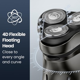 Electric Razor for Men Cordless: Wet/Dry Rotary Shaver Waterproof - USB Fast Charging & Sensitive Skin Care - Pop up Trimmer & Precision Blades Classic Black