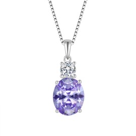 Inpasne Alexandrite Necklace for Women 925 Sterling Silver June Birthstone Necklace Oval Cut Pendant Jewelry for Her