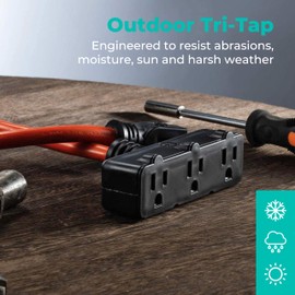 KMC 3-Outlet Power Extension Cord, 12AWG 2-Feet Extension Cord, 125V/15Amp 1875Watt, Orange