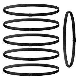 Pack of 6 Men's Hair Bands, Hair Band Boys Sports, Elastic Headbands, Non-Slip Hair Band, Men's Elastic Hair Band, Non-Slip Headbands, Women, Thin (6 Black)