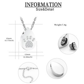 QGJNSGC Cremation Jewellery for Ashes for Dog Cat Pet Memorial Urn Pendant Necklace for Ashes