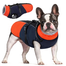 AOFITEE Small Dog Coat, Warm Dog Coat with Harness Built-in, Waterproof Puppy Coats Snow Jacket for Pets, Fleece Dogs Snowsuit for Small Dogs Cold Weather Coats for Chihuahua, Yorkshire, Blue XS