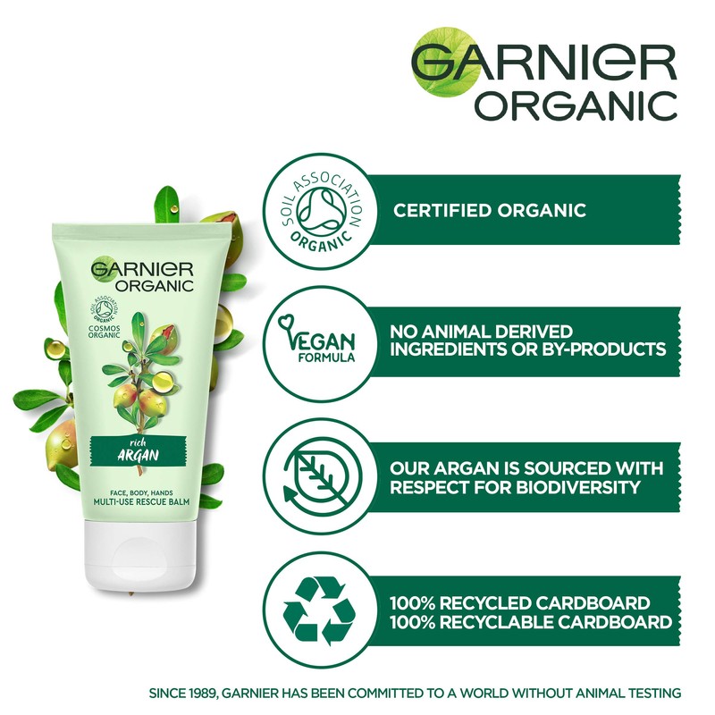 Garnier Organic Argan Multi Use Rescue Balm for Face, Body
